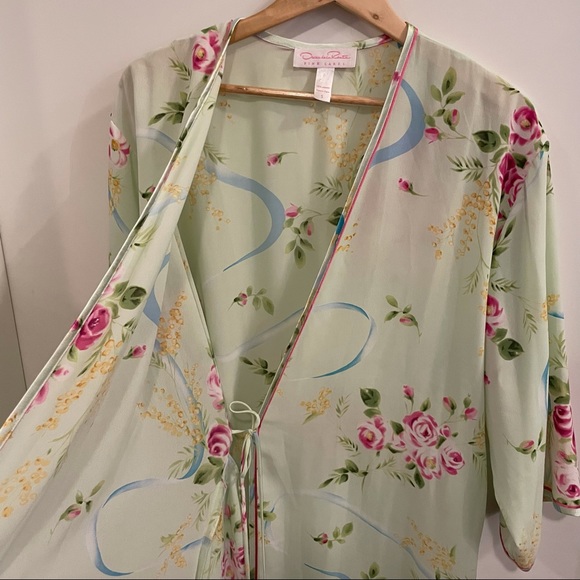 OSCAR DE LA RENTA PINK Long floral robe size 8 - Picture 3 of 6